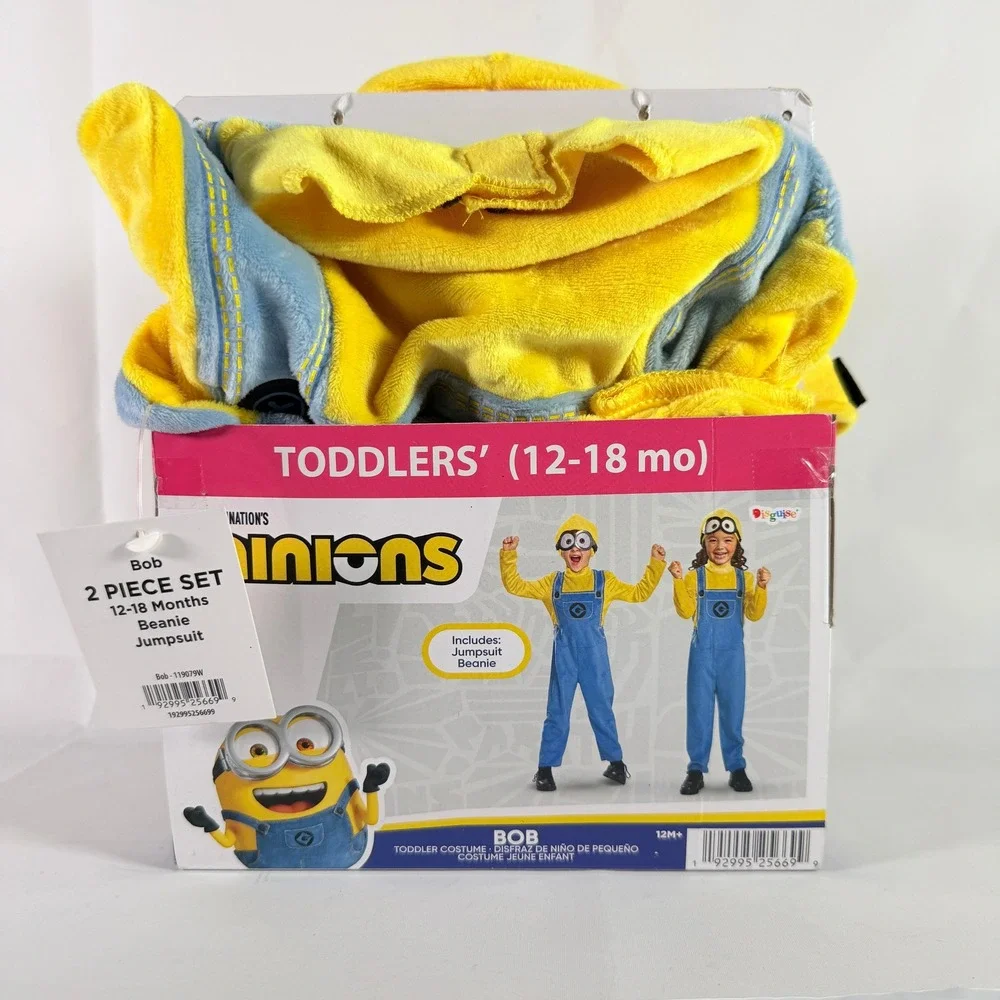 Illumination Minions Bob Costume 2pc Set Toddler 12-18 Months Jumpsuit Beanie